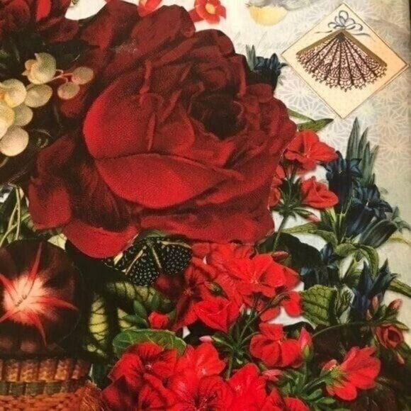 Red Flowers Bold Floral Handmade Collage Framed Wall Art Decor OOAK Picture - Picture 4 of 4